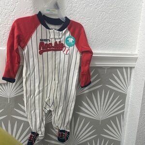 Child of Mine Red and White Striped Footie